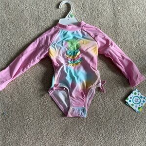 Pink Pineapple Long Sleeve RashGaurd Baby Swimsuit